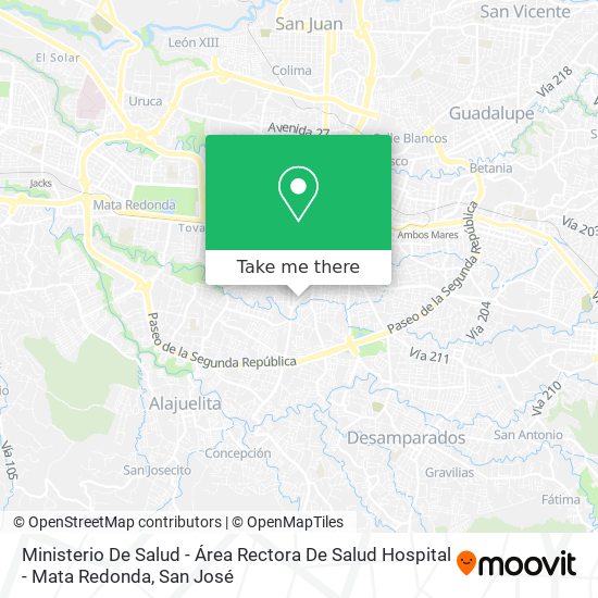 Mapa de Ministerio De Salud - Área Rectora De Salud Hospital - Mata Redonda