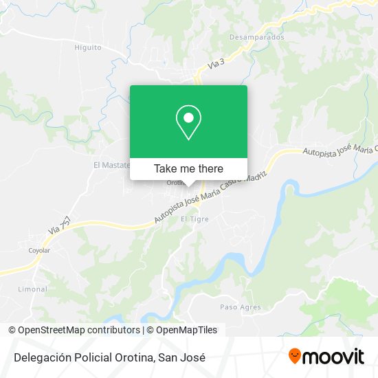 Mapa de Delegación Policial Orotina