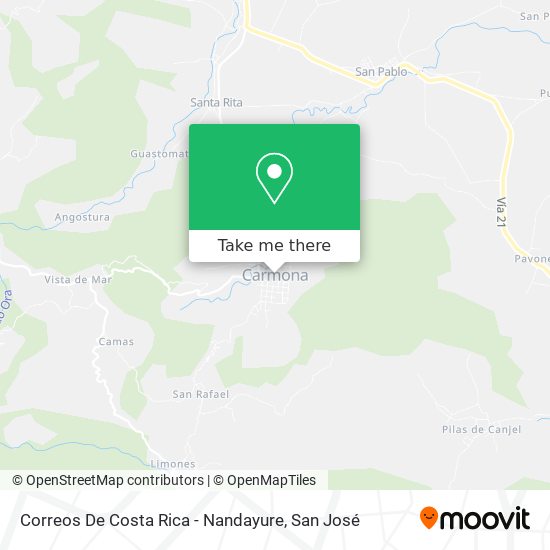 Mapa de Correos De Costa Rica - Nandayure