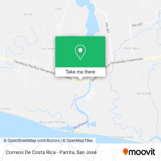 Correos De Costa Rica - Parrita map