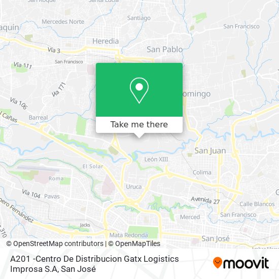 A201 -Centro De Distribucion Gatx Logistics Improsa S.A map