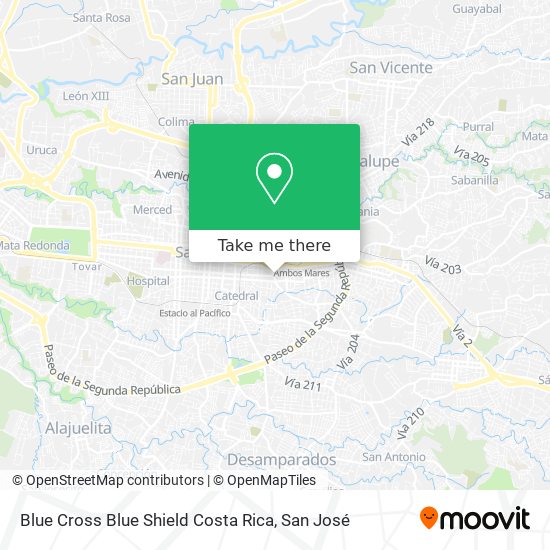Blue Cross Blue Shield Costa Rica map
