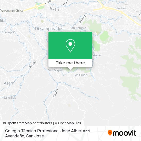 Mapa de Colegio Técnico Profesional José Albertazzi Avendaño