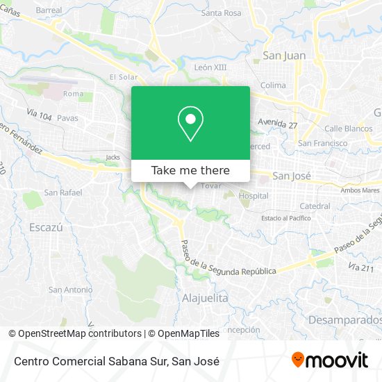 Centro Comercial Sabana Sur map