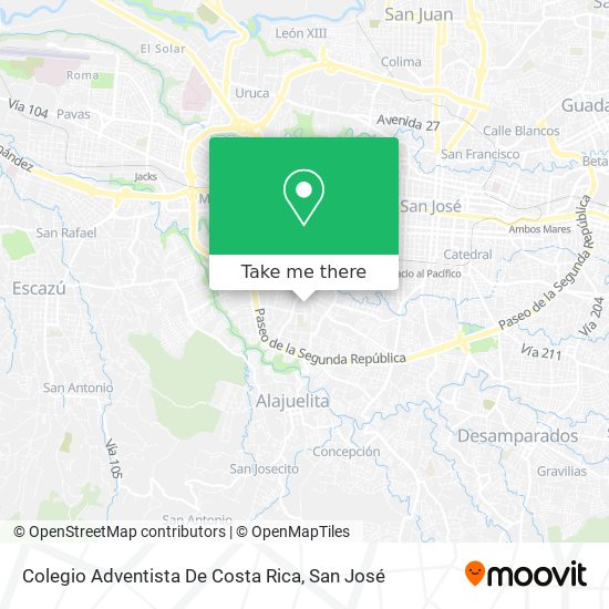 Mapa de Colegio Adventista De Costa Rica