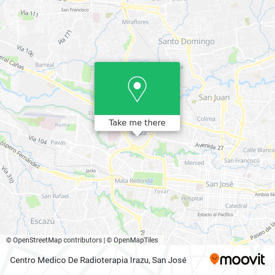 Centro Medico De Radioterapia Irazu map