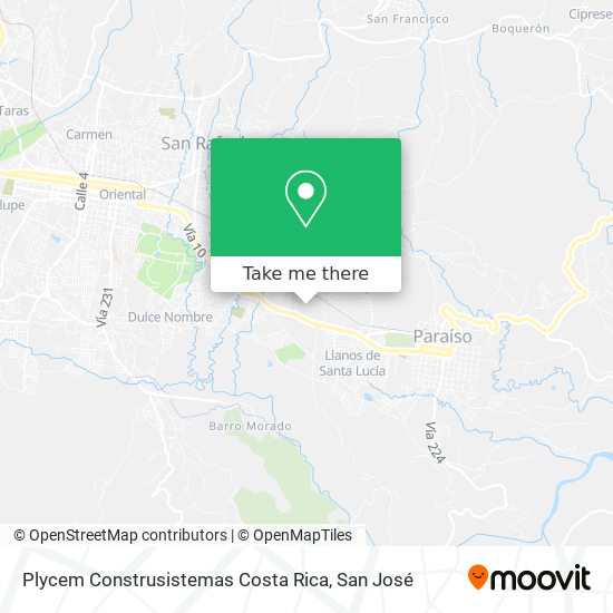 Mapa de Plycem Construsistemas Costa Rica