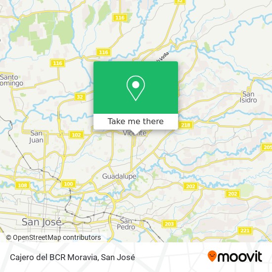 Cajero del BCR Moravia map