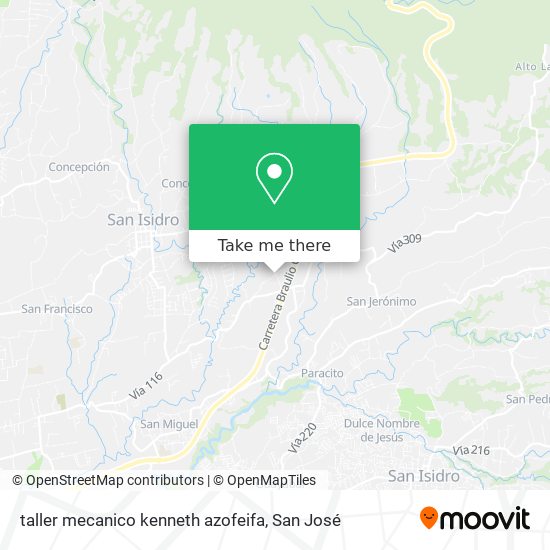 Mapa de taller mecanico kenneth azofeifa