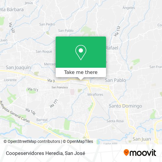 Coopeservidores Heredia map