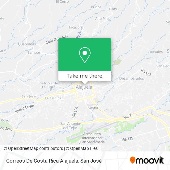 Mapa de Correos De Costa Rica Alajuela