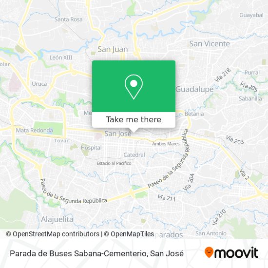 Mapa de Parada de Buses Sabana-Cementerio