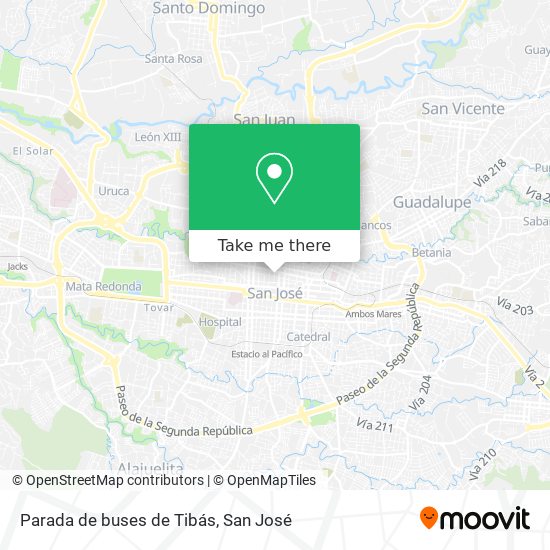 Parada de buses de Tibás map
