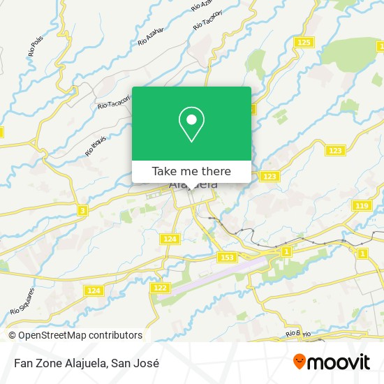 Fan Zone Alajuela map