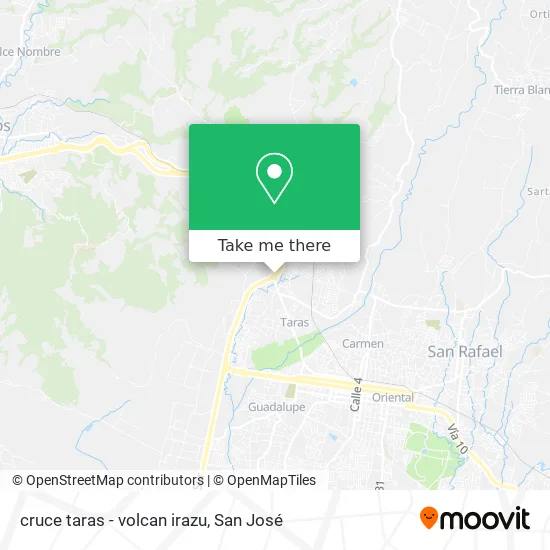 cruce taras - volcan irazu map