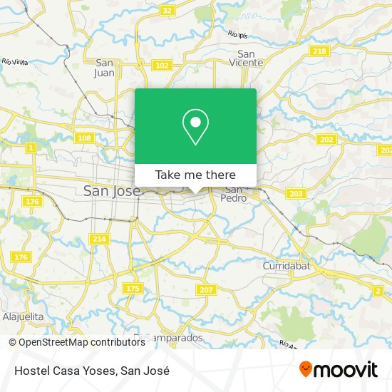 Hostel Casa Yoses map