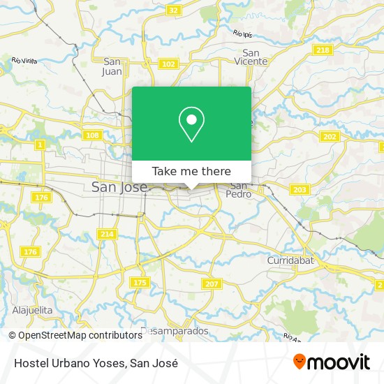 Hostel Urbano Yoses map