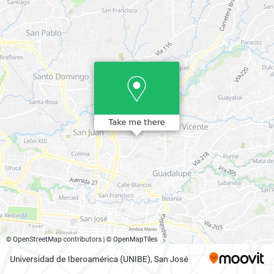 Universidad de Iberoamérica (UNIBE) map
