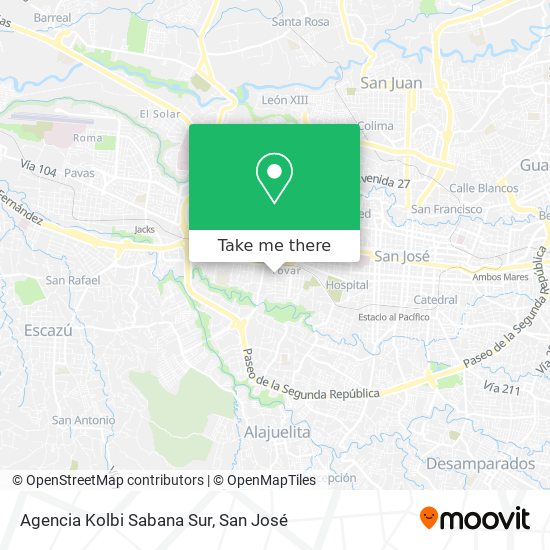 Agencia Kolbi Sabana Sur map