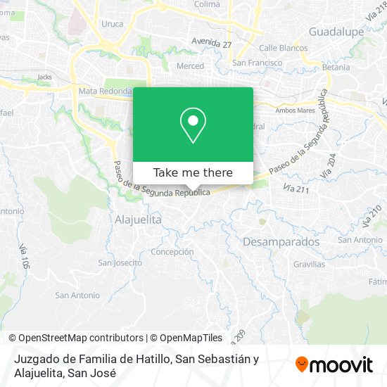 Juzgado de Familia de Hatillo, San Sebastián y Alajuelita map