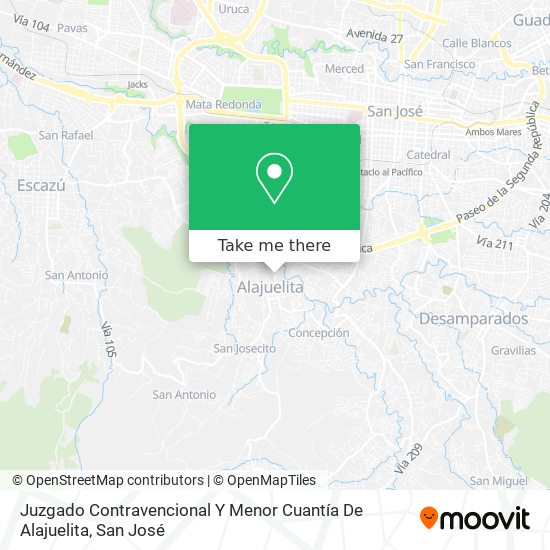 Juzgado Contravencional Y Menor Cuantía De Alajuelita map