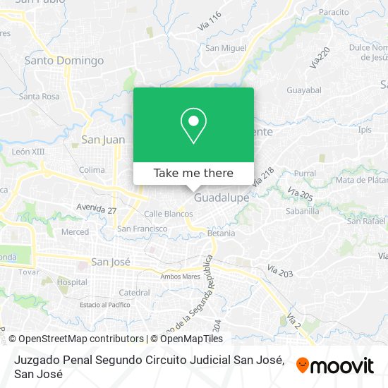 Juzgado Penal Segundo Circuito Judicial San José map