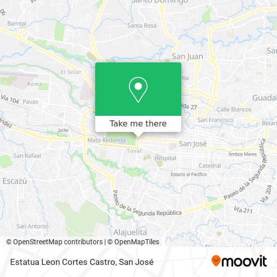 Mapa de Estatua Leon Cortes Castro