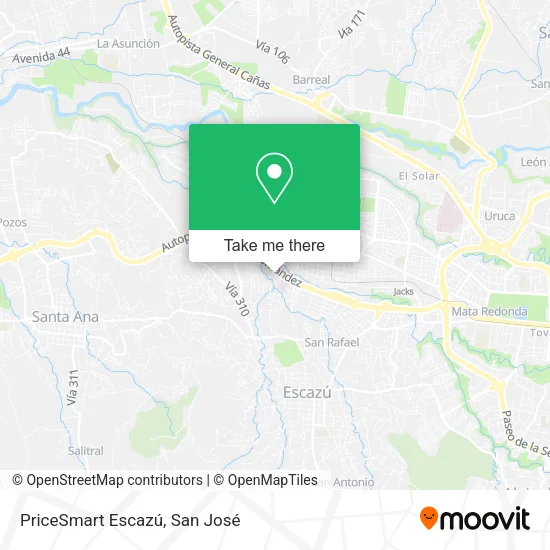 Mapa de PriceSmart Escazú