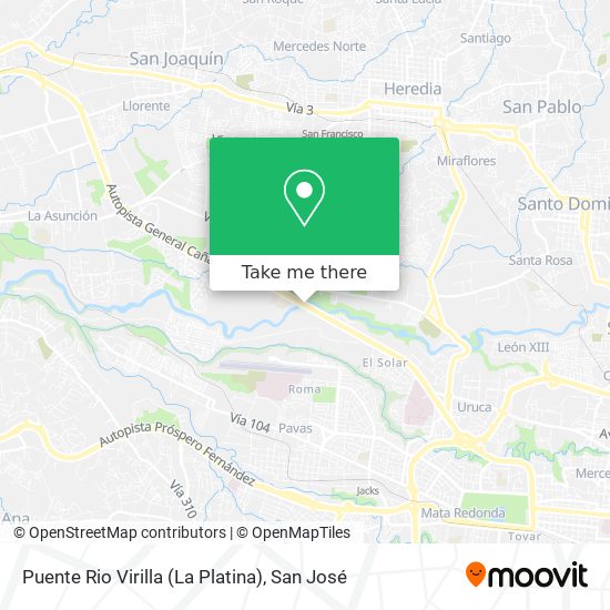 Puente Rio Virilla (La Platina) map