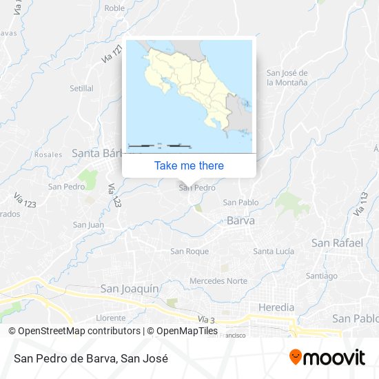 Mapa de San Pedro de Barva