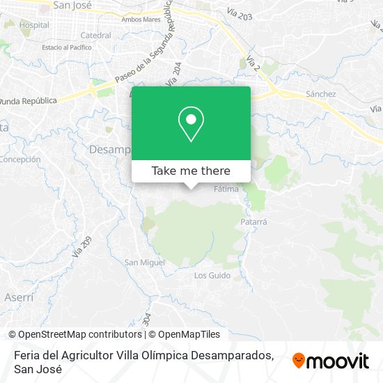 Feria del Agricultor Villa Olímpica Desamparados map