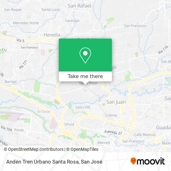 Andén Tren Urbano Santa Rosa map
