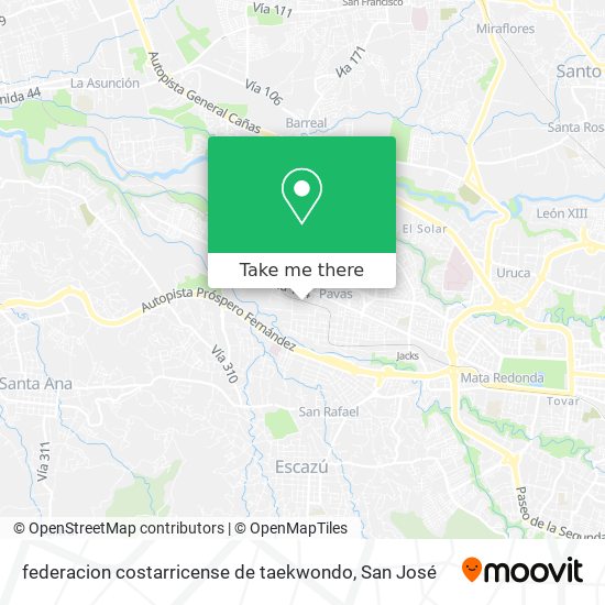 federacion costarricense de taekwondo map