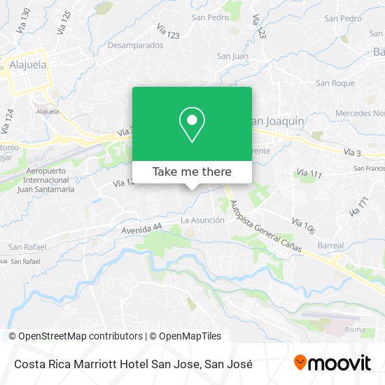 Mapa de Costa Rica Marriott Hotel San Jose