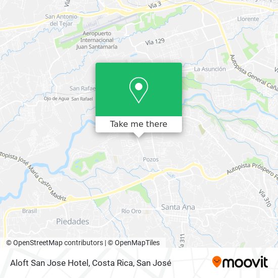Aloft San Jose Hotel, Costa Rica map