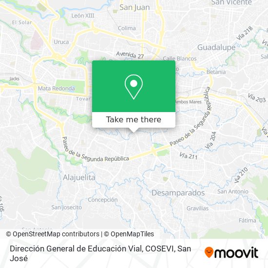 Dirección General de Educación Vial, COSEVI map