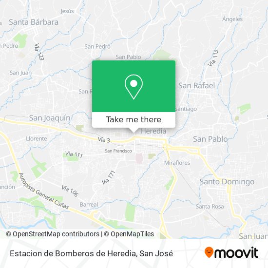 Mapa de Estacion de Bomberos de Heredia