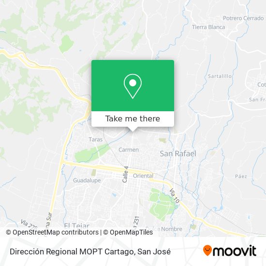 Dirección Regional MOPT Cartago map