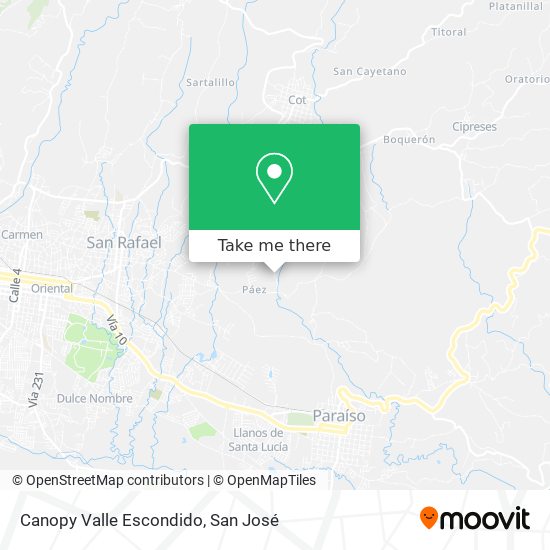 Canopy Valle Escondido map