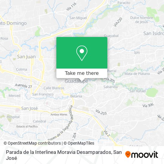 Parada de la Interlinea Moravia Desamparados map