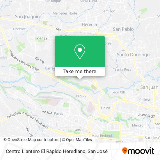 Centro Llantero El Rápido Herediano map