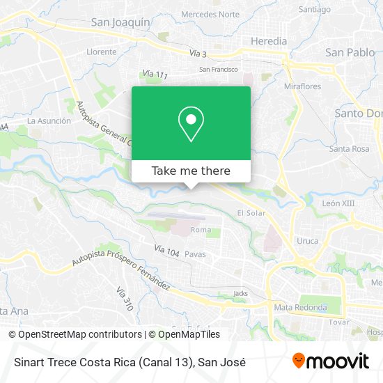 Sinart Trece Costa Rica (Canal 13) map