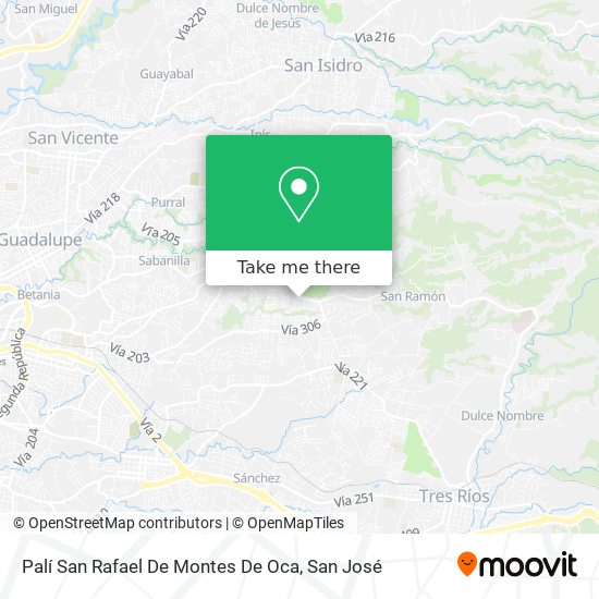 Palí San Rafael De Montes De Oca map