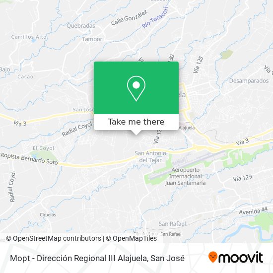 Mopt - Dirección Regional III Alajuela map