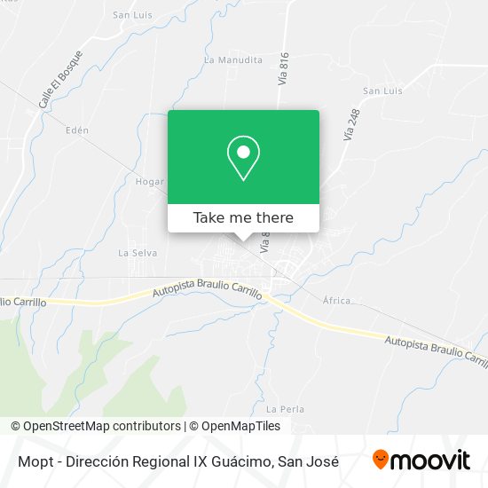 Mopt - Dirección Regional IX Guácimo map