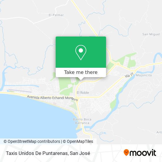 Mapa de Taxis Unidos De Puntarenas
