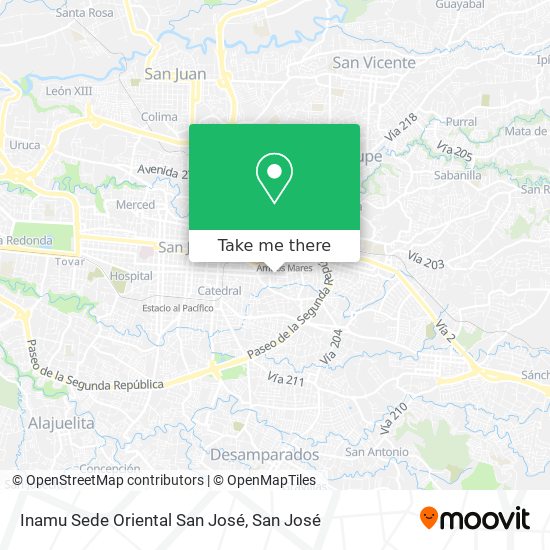 Inamu Sede Oriental San José map