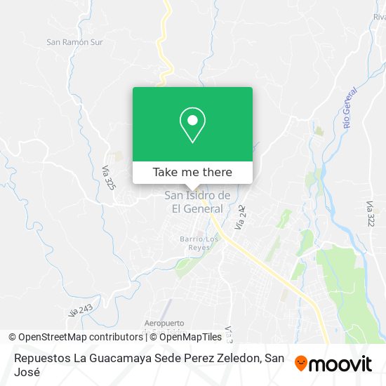 Mapa de Repuestos La Guacamaya Sede Perez Zeledon