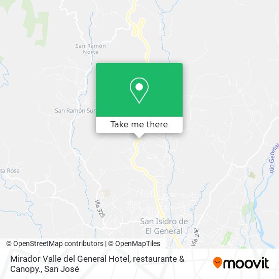 Mirador Valle del General Hotel, restaurante & Canopy. map