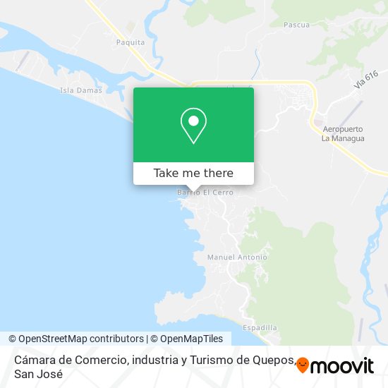 Mapa de Cámara de Comercio, industria y Turismo de Quepos